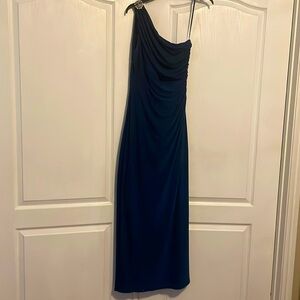 Navy Blue One Shoulder Formal Dress, Size 8